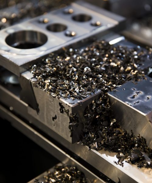Closeup detail of the sheet metal manufacturing in facotry